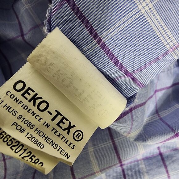 Van Heusen Mens Dress Flex Shirt 18.5 36/37 Reg Blue Oeko Tex Button Long Sleeve - Picture 12 of 13